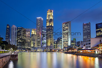 Singapore Skyline by Boat Quay