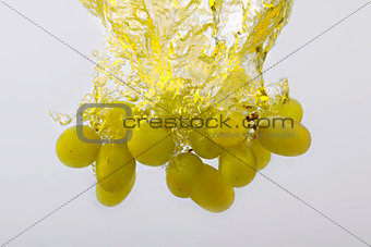 Grapes in water splash isolated on white background