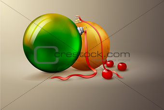 Christmas balls greeting card | on separate layers