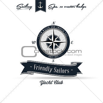 Comapass Vintage Retro Nautical Badge