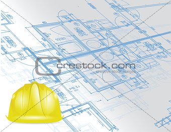 blueprint and under construction sign