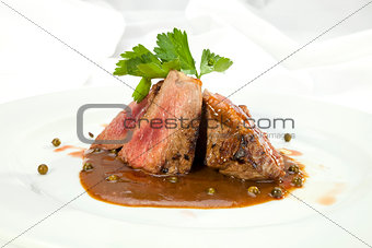 Grilled Sirloin with pepper sauce