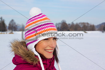 Smiling girl in cold weather