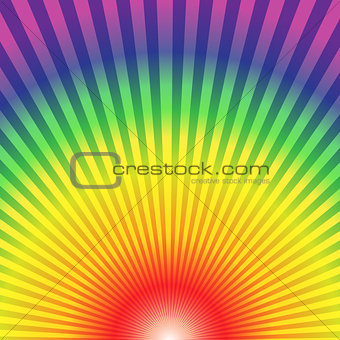Rainbow radial rays bottom up abstract background