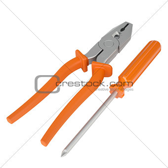 Pliers and a screwdriver