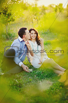 young couple having a great time outside