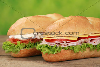 Sub Sandwiches with ham and salmon