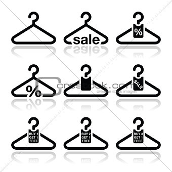 Hanger, sale, buy 1 get 1 free icons set