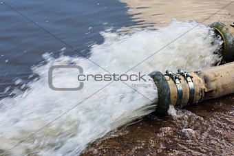 Water flows from the pipe