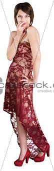 Fascinated Female in Long Dress