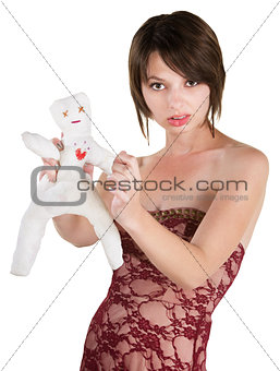 Angry Lady with Voodoo Doll