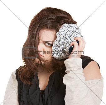 Angry Woman with Ice Pack