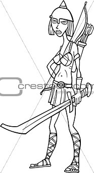 Knight woman cartoon illustration