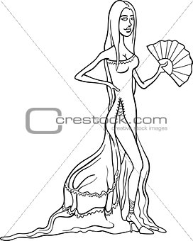 beautiful latino woman in dress cartoon