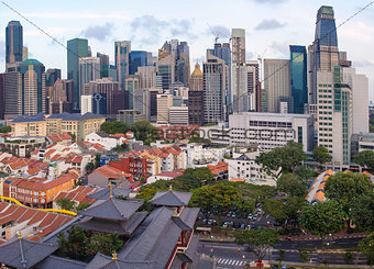 Singapore Central Business District Over Chinatown Area