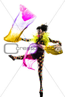 woman harlequin circus dancer performer  silhouette