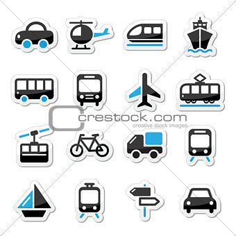 Transport, travel vector icons set isoalated on white
