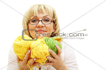 adult woman with yarn