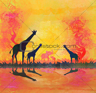 African savannah with reflection 