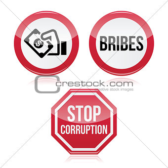 No bribes, stop corruption warning signs