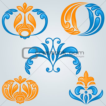 vector bright floral design elements