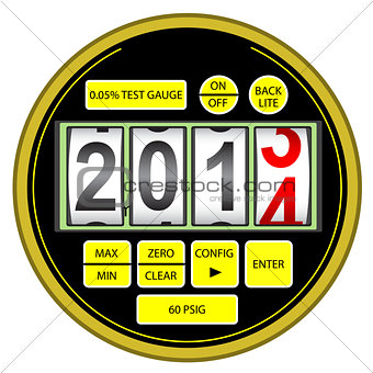 2014 New Year modern digital gas manometer isolated on white bac