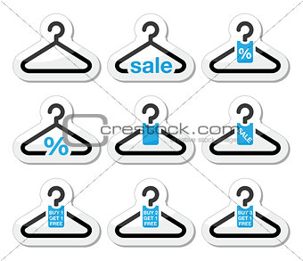 Sale, buy 1 get 1 free  hanger icons set