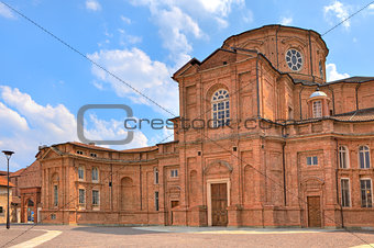 Brick church in Venaria Reale, Italy.
