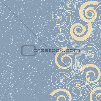 Vector card with shells and starfishes