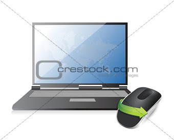 laptop and Wireless computer mouse