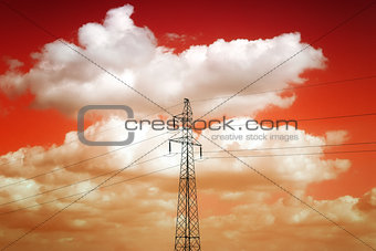 Sunset with pylon tower background