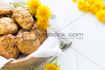 Cookies with dandelion's flowers