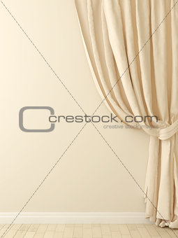 Curtains against a beige wall