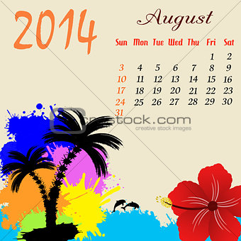 Calendar for 2014 August