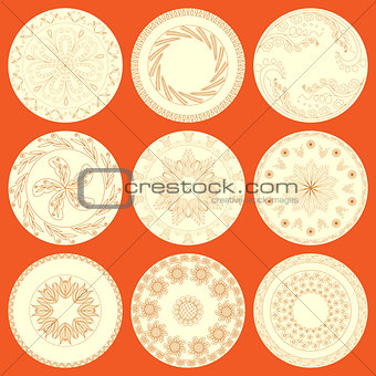 Nine Patterned Plates