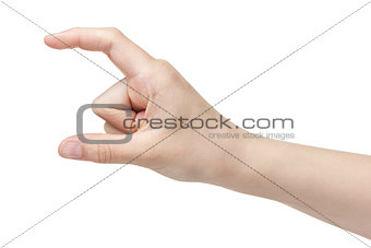 female teen hand to hold paper card