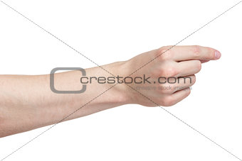 adult man hand to hold paper card