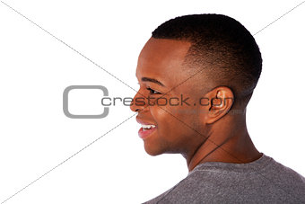 Neck and side of happy man face