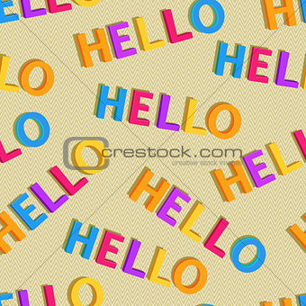 Hello Colorful Words in Seamless Pattern