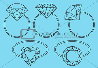 diamond rings, vector set