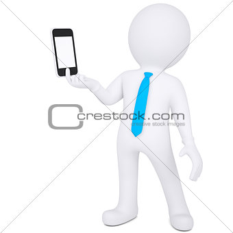 3d man holding smartphone