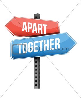 apart, together road sign