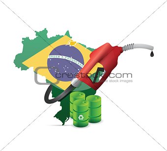 brazil alternative oil map with a gas pump nozzle