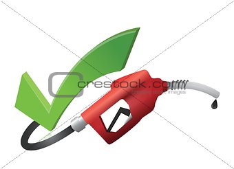 approve check mark with a gas pump nozzle