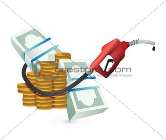 gas expenses concept with a gas pump nozzle