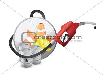 construction symbol with a gas pump nozzle