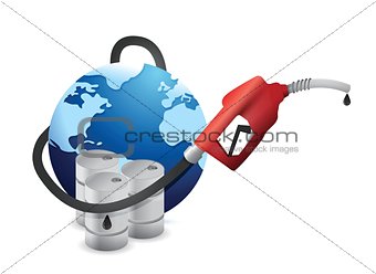 international globe with a gas pump nozzle