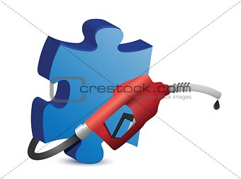 puzzle piece with a gas pump nozzle