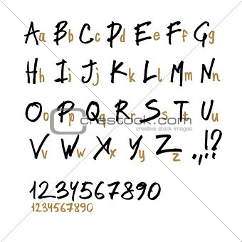 Hand drawn alphabet letters, in two faces (upper and lowercase).