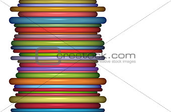 abstract glossy coil backdrop in rainbow color on white